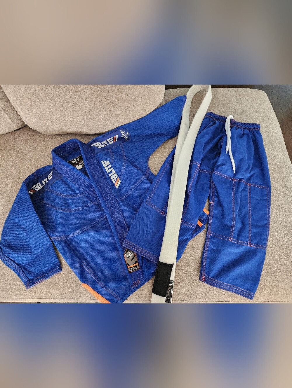 Kids Blue Size 0 Elite Sports Jiu-Jitsu Gi Jacket & Pants Set with White Belt